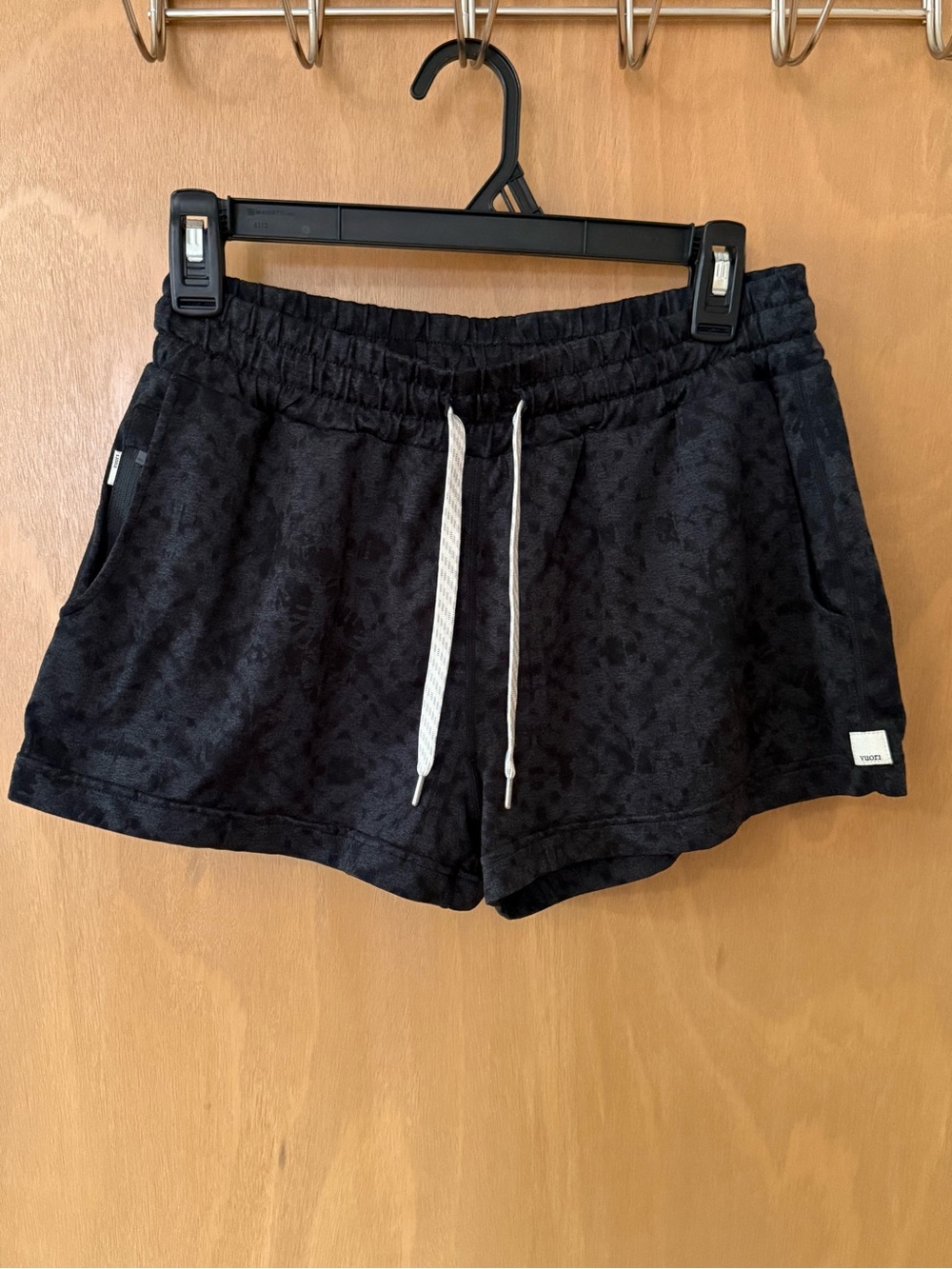 Vuori Black Athletic Drawstring Shorts with White Drawcord